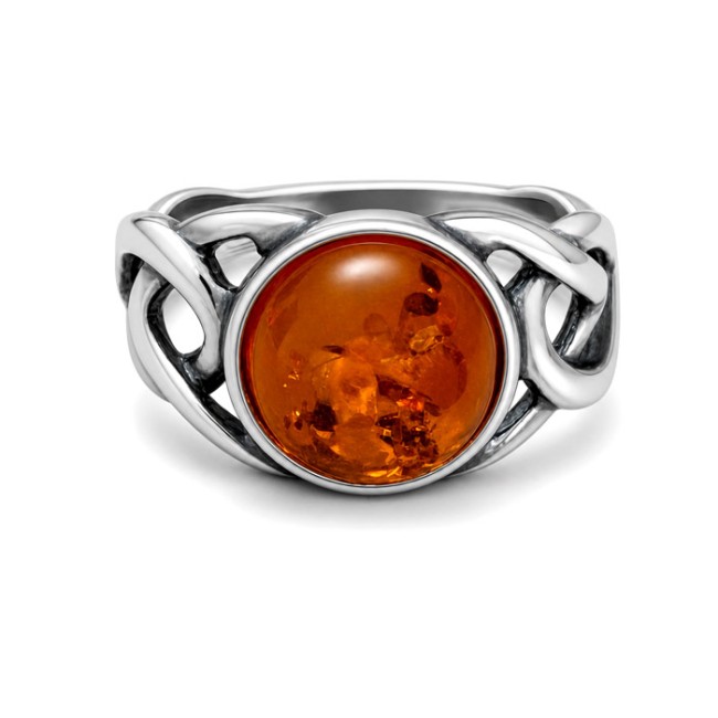 Ring silver amber PA 007 Cognac