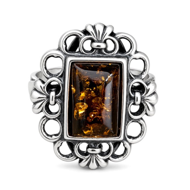 Ring silver amber PA 015