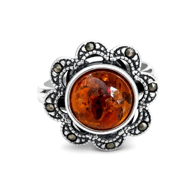 Silver ring with amber BP 096