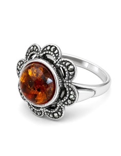Silver ring with amber BP 096