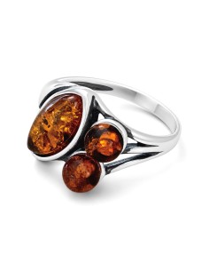Silver ring with amber PA 013