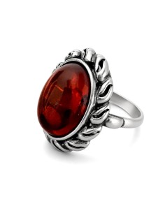 Silver ring with amber PA 021