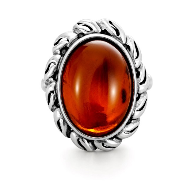 Silver ring with amber PA 021