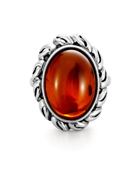 Silver ring with amber PA 021