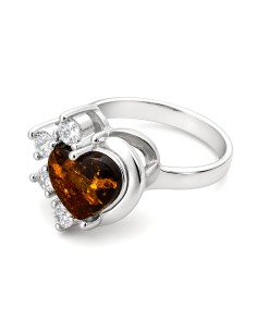 Silver ring with amber PA 023 Green