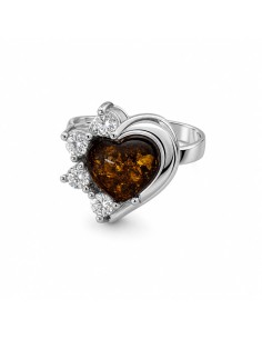 Silver ring with amber PA 023 Green 2