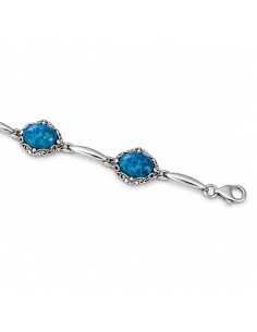 Oxidized openwork sterling silver bracelet with apatite L 2169 2