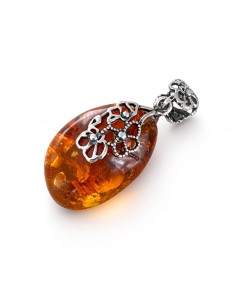 Unikalny bursztynowy wisiorek ze srebrną zawieszką BW 056