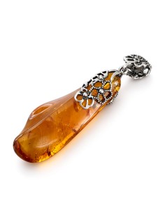 Silver pendant with amber BW 054 Polcarat Design