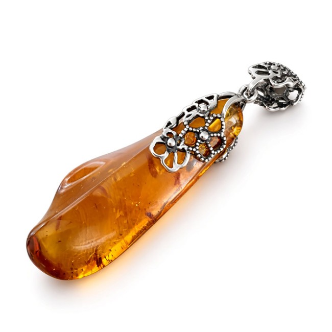 Silver pendant with amber BW 054 Polcarat Design