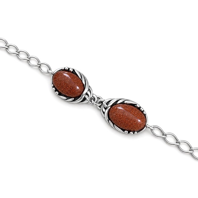 Sterling silver bracelet with goldstone L 2172 | Polcarat Design