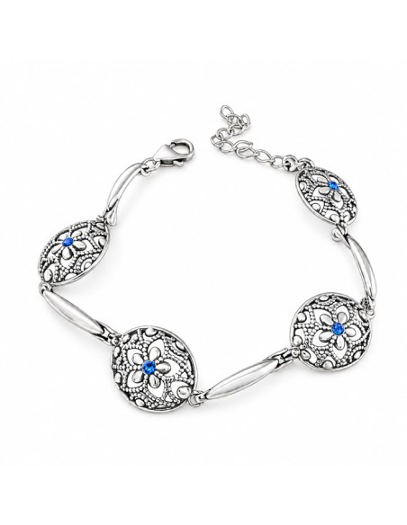 Srebrna bransoletka z kryształami Swarovski L 2021|Polcaratdesign.pl Biżuteria