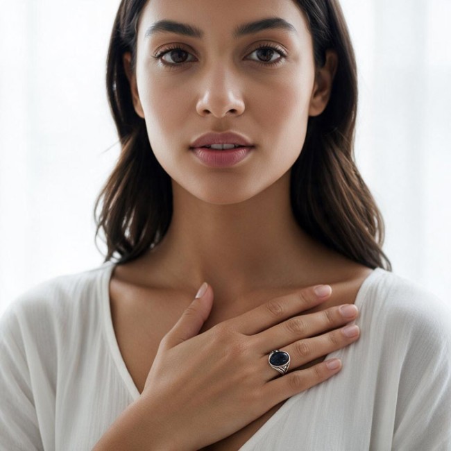 Sterling silver ring with blue goldstone (Noc Kairu) PK 2173
