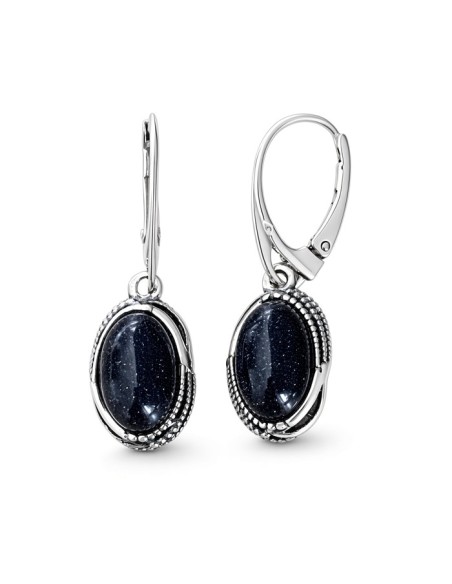 Sterling silver earrings with blue goldstone (Noc Kairu) K 2173