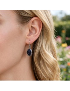 Sterling silver earrings with blue goldstone (Noc Kairu) K 2173 2