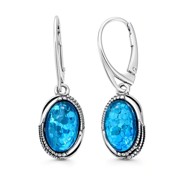Sterling silver earrings with synthetic opal K 2173 | Polcarat Design