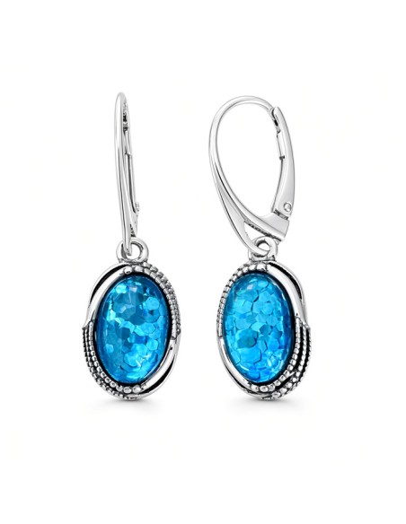 Sterling silver earrings with synthetic opal K 2173 | Polcarat Design