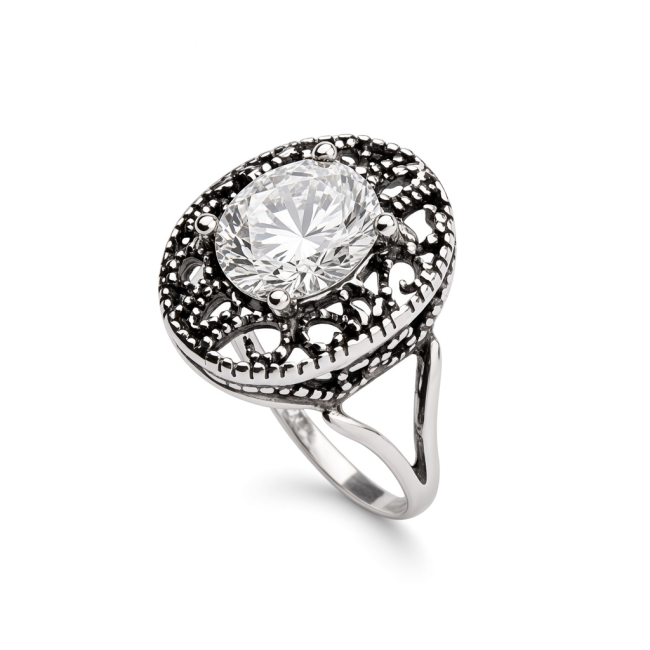 Silver ring with zirconia PK 985