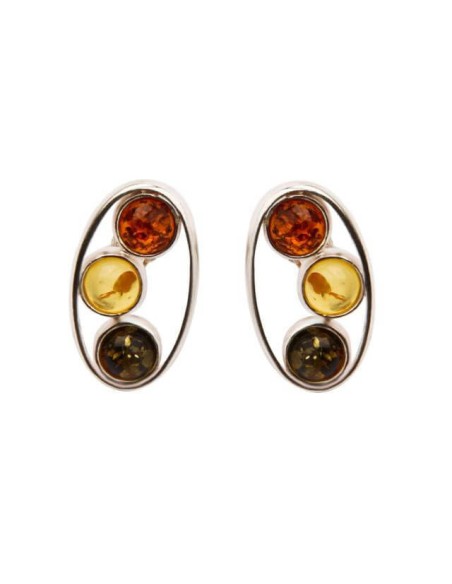 Silver Earrings with Amber BK 008