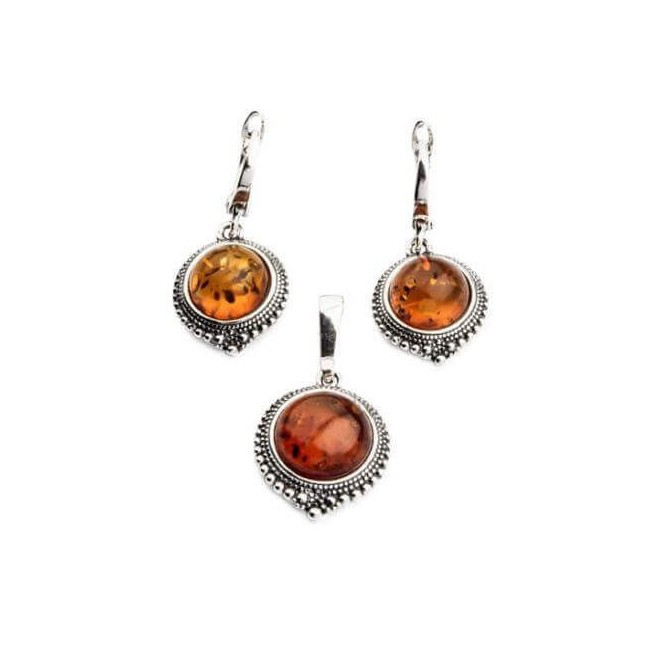 Srebrne kolczyki z bursztynem K 1802|Polcaratdesign.pl Biżuteria