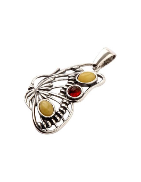 Silver pendant with amber W 124
