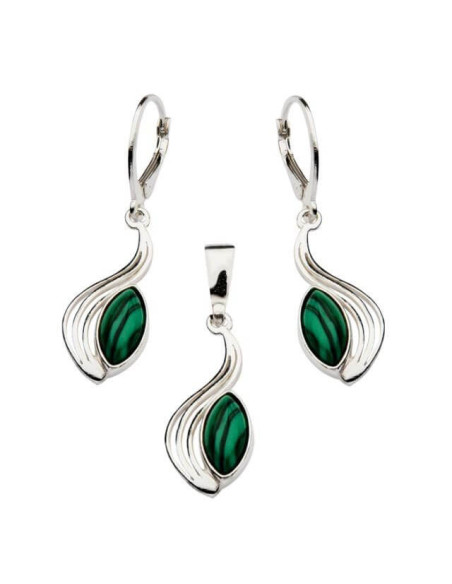 Silver set with malachites KPL 1546 Malachite