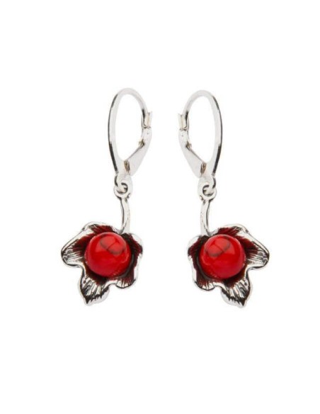 1557 Coral Sterling Silver Earrings