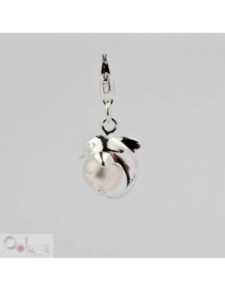 Silver Charm DOLPHIN with pearl 1151 Pearl