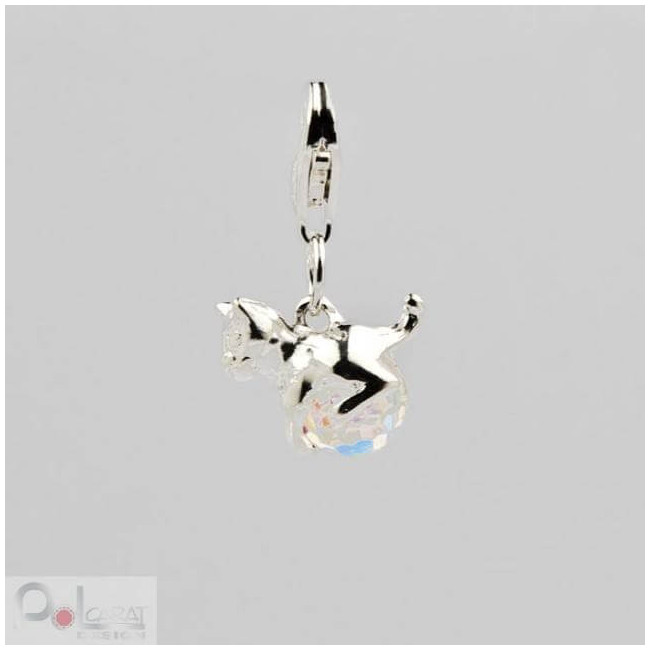 Silver Charm with Swarovski Crystal 1149 Cat