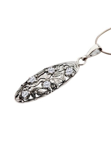 Silver pendant with zircons W 1647 White