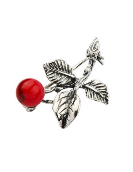 Silver Brooch with Coral BK 91 Coral