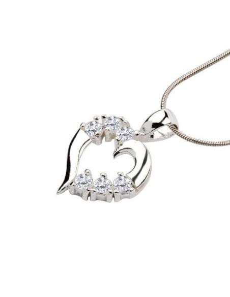 Wisiorek srebrny z cyrkoniami SERCE W 1123 Biały