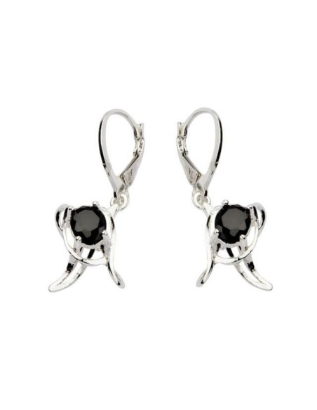 Silver earrings with zircons K1581 Black