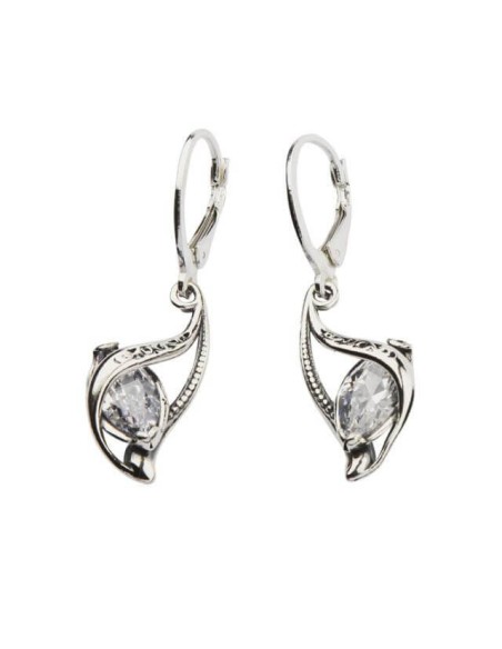 Silver Zircon Earrings K 1648 White Silver Zircon Earrings K 1648 White