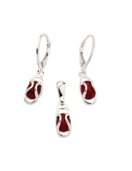 Silver set with beads KPL 1626 Coral