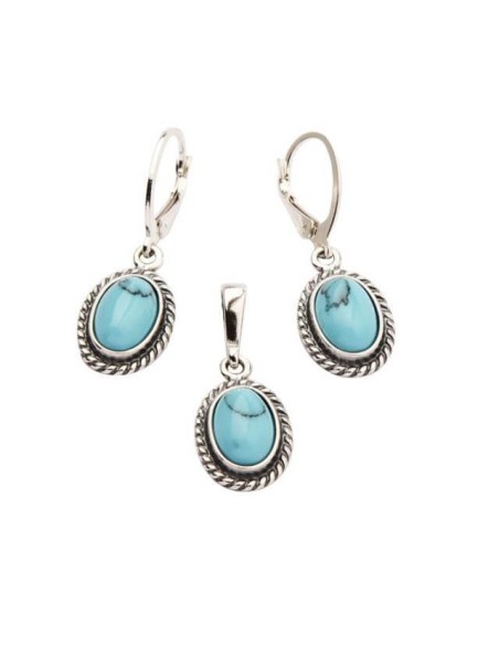 Silver set decorated with turquoises KPL 618 Turquoise