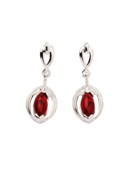 Silver earrings decorated with corals K 599 Coral