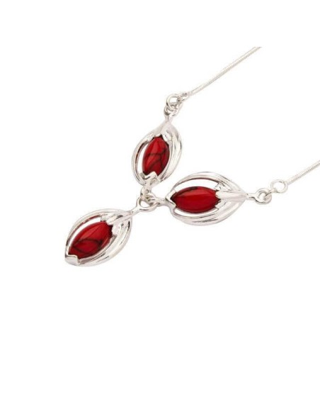 Silver necklace with corals N 599 Coral