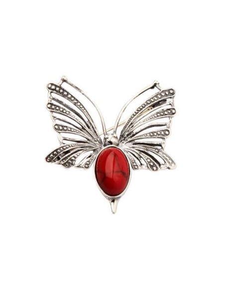 Srebrna broszka z koralem B 67 Koral