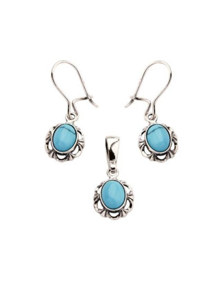 Silver set decorated with turquoises KPL 722 Turquoise