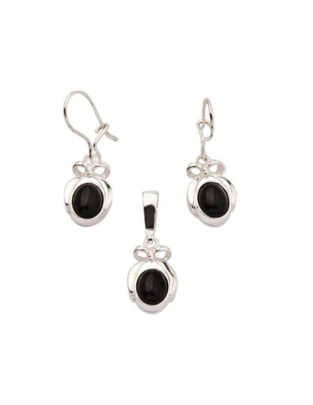 Silver set decorated with onyx KPL 724 Onyx