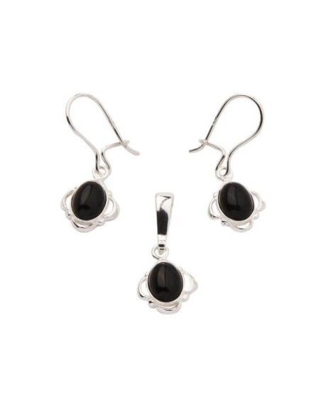 Silver set decorated with onyx KPL 725 Onyx