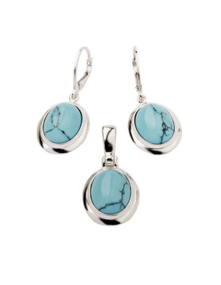 Silver set (earrings + pendant) with turquoises KPL 585 Turquoise