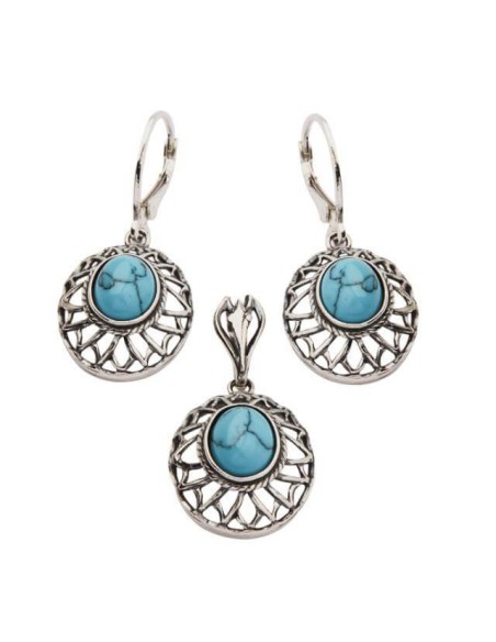 Silver set (earrings + pendant) with turquoises KPL 1559 Turquoise