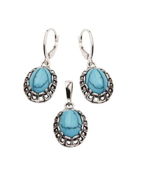 Set (earrings + pendant) silver turquoise KPL 649 Turquoise