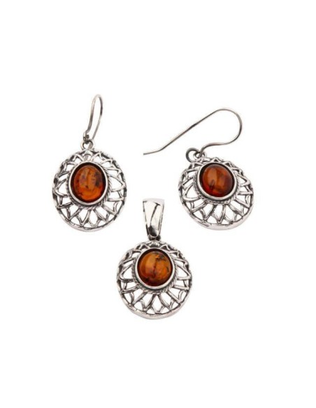Silver set with amber KPL A 004