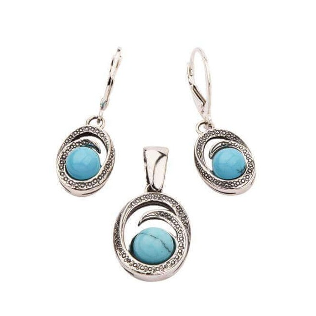 Kolczyki srebro turkus K 1561|Polcaratdesign.pl Biżuteria