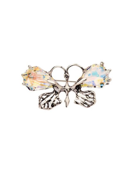 Silver Butterfly Brooch Decorated with Swarovski Crystal B 149 Crystal AB