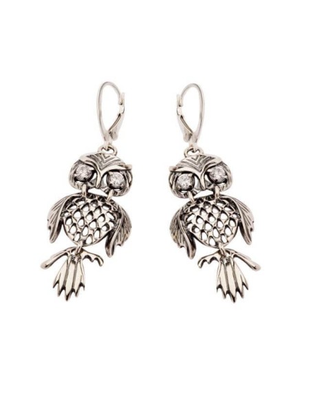 Srebrne kolczyki z cyrkoniami SOWA K 1166