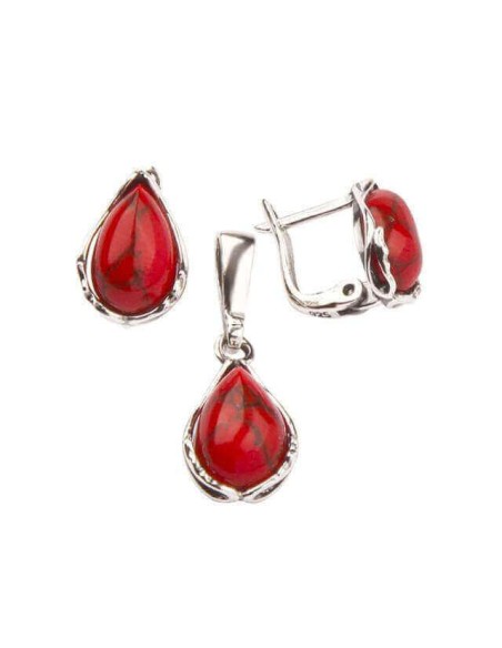 Silver set decorated with turquoises KPL 1660 Coral